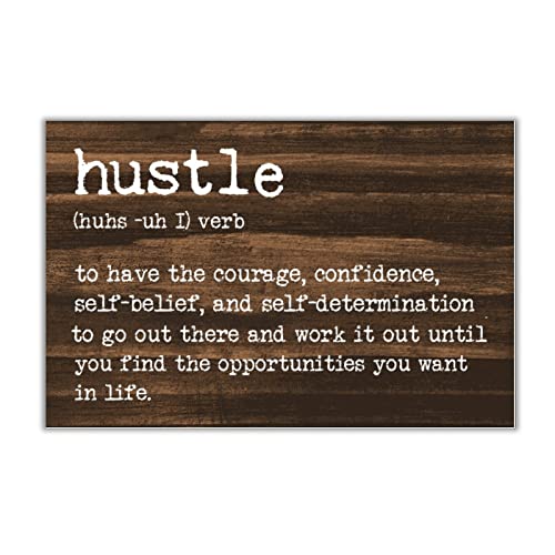 Panneau mural en bois Hustle Definition Evans1nism tableau chrétien vintage de 30x45 cm