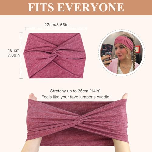 Kavya Haarband Damen Stirnband Damen 4er Pack – 7'' Extra Breit Haarbänder Dünn, Elastische Kopftuch Weiche Boho Mehrfarbig Headband, für Yoga, Kosmetik, Sport & Haarschmuck Sommer