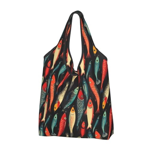 Nevjipu Bolsa grande para mujer, con estampado de anzuelo, ligera, reutilizable, plegable, cómodas bolsas de compras para comestibles, bolsa de tela, trabajo, viajes, playa con asas