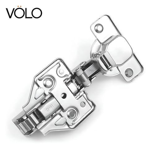 Image of VOLO Cabinet Hinges, Set of 1 (2 Pieces) for Furniture, Wardrobes, Doors, and Storage Units | (3D Soft Close (Stainless Steel), 15 Crank | Inset)