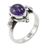 Anniversaire Bagues Oval Cabochon Amethyst Ring & 925 Sterling Silver Ring for Women, Statement Rings