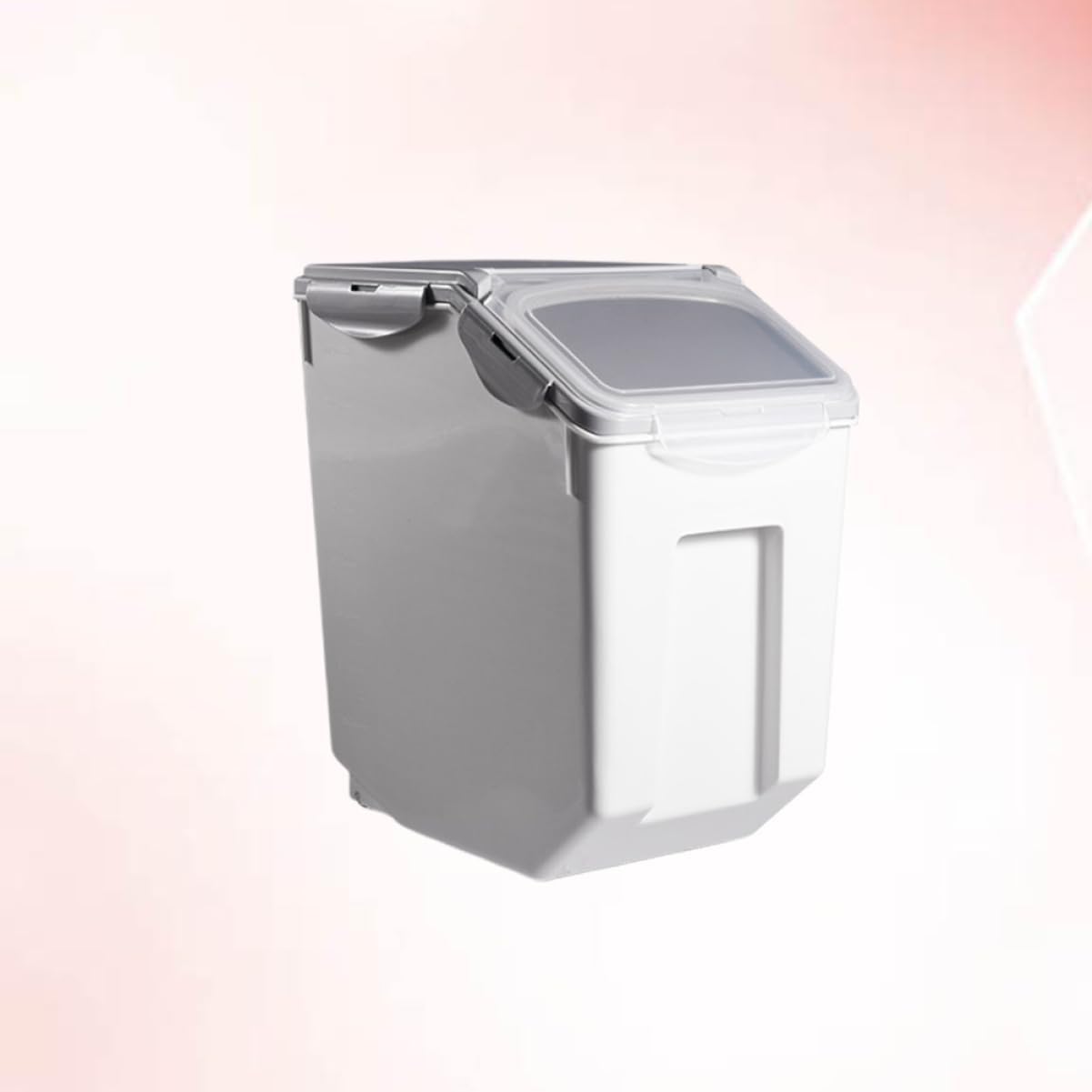 Household Rice Storage Bucket Sealed Flour Organizer Plastic Airtight Storage Box Window Grey Large Easy to Use Organize