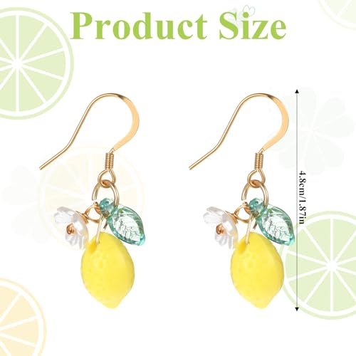 Cute Lemon Dangle Earrings for Women, Resin Yellow Lemon Hoop Earrings Minimal Fashion Fruits Dangling Earring for Women Sweet Earring2