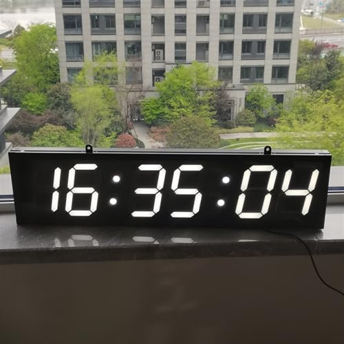 Reloj digital LED de pared con control remoto, cronómetro, temporizador, alarma, temperatura y humedad, 6 dígitos, color blanco miniatura 7