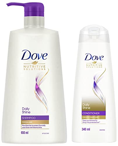Dove Daily Shine Shampoo, 650 ml & Dove Daily Shine Conditioner, 340 ml