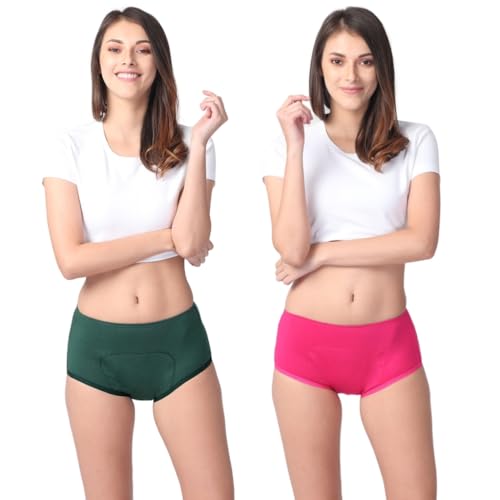 Image of Adira | Period Panty Boxer for Women | Boxer Fit for High Flow | with Support Patch for Pad | Leakproof & Skin Friendly | for School, Travel & Work | Patented | Pack of 2
