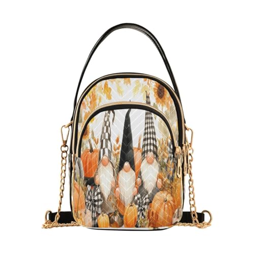 ALAZA Pumpkin Bow Gnome Thanksgiving Day Crossbody Bag Small Shoulder Handbags Leather Purse for Women