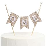 Handmade “ONE” Birthday Cake Topper - 1st First Birthday Cake Bunting - 1st Birthday Celebration, Cake Smash And Photo Prop(11in*8.5in. Suitable For 6-10 in Cakes.)