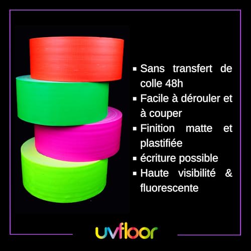 UV FLOOR - Gaffer Fluoreszierende Grun Aufkleber - Gaffer Premium-Qualität - Neon Zubehör - Party - Dekorativer Klebestreifen - 50mm x 25 m