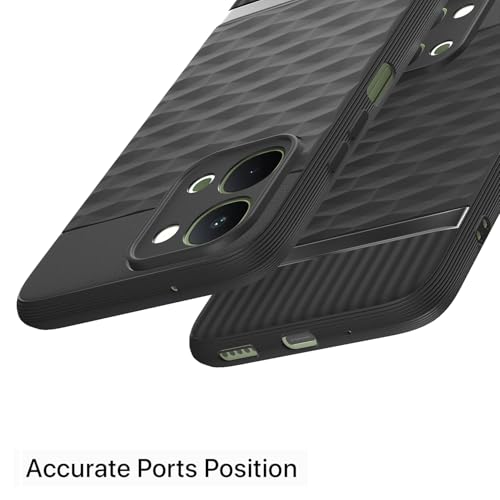 Image of Pikkme Back Cover for Vivo T5x / Vivo Y51 Pro /iQOO Z11x 5G Camera Protection 3D Hexa Cube Design Silicone Protective Bumper Case (Black)