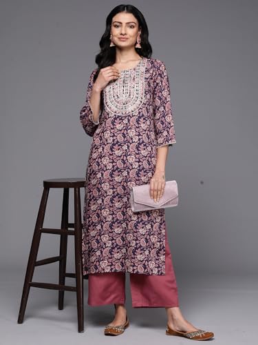 Image of INDO ERA Women's Viscose Blend Straight Fit Straight Kurta