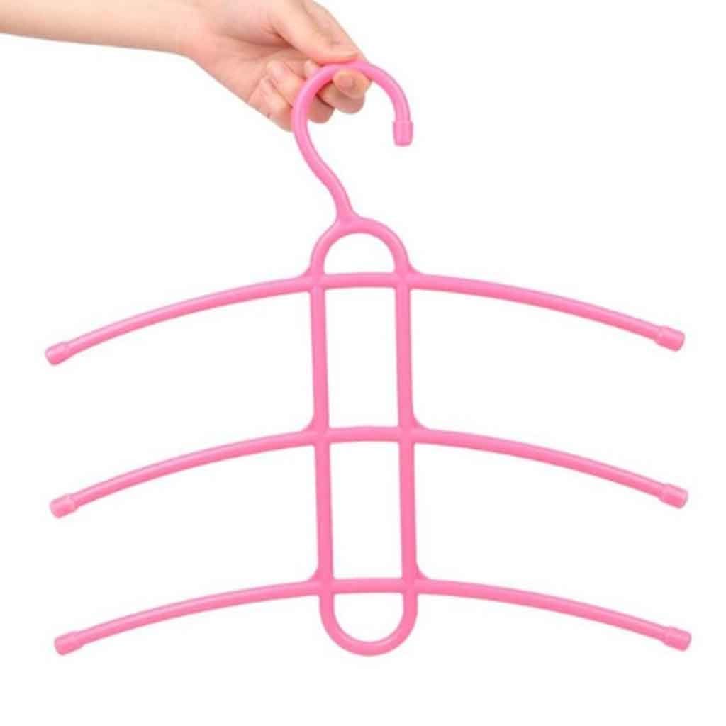 MOBYGKFY Plastic Fishbone 3 Layer Multifunctional Clothes Hanger Wardrobe Clothes Hanger Anti-skid Plastic Clothes Rack(Roze)