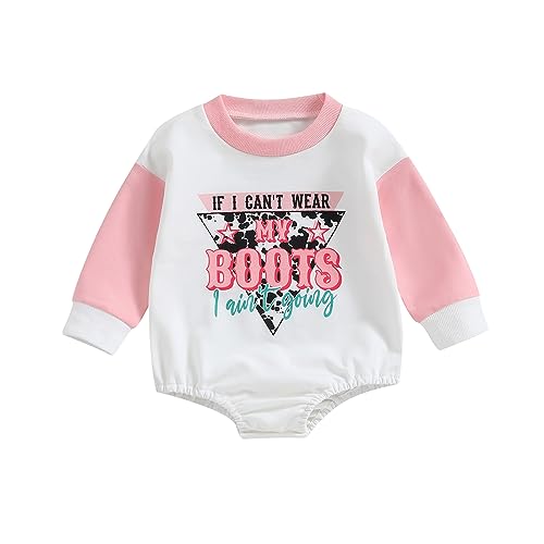 Image of Kayotuas Western Baby Boy Girl Clothes Sweatshirt Romper Cow Print Long Sleeve Bodysuit Oversized Sweater Spring Fall Outfits