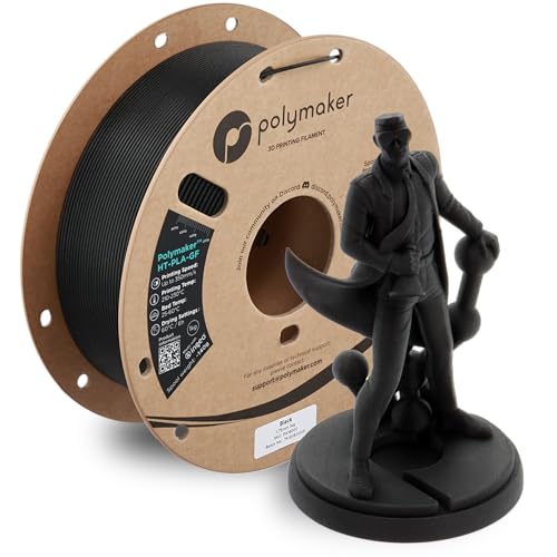 Polymaker HT-PLA-GF Filament 1.75mm Black 1KG High Temp PLA Neatly Wound