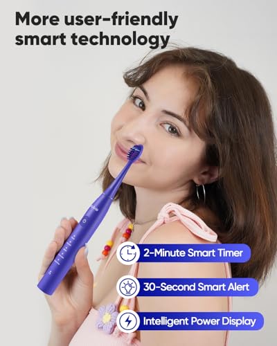 MySmile-DY156-Electric-Toothbrush-for-Adults-Rechargeable-Sonic-Battery-Toothbrush-Portable-with-3-Brush-Heads-2-Mins-5-Modes-Smart-Timer-45000VPM-One-Charge-for-60-Days