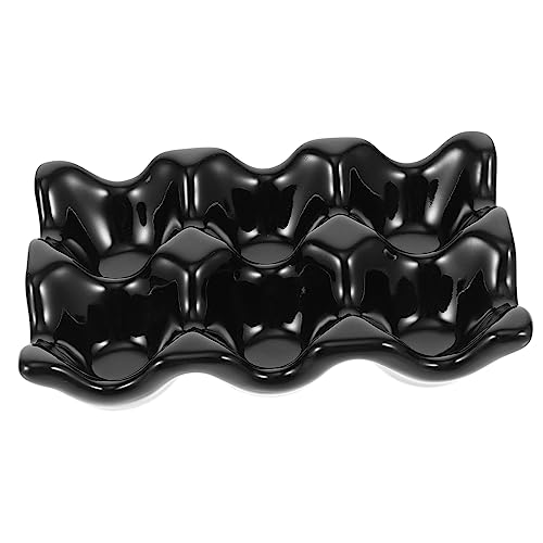KICHOUSE 1 PC Ceramic Egg Tray Egg Rack Egg Container Practical Egg Holder Reusable Egg Holder Egg Cup Eggs Anti Slip Deviled Egg Plate Egg Storage Cup Appetizer Serving Tray Ceramics Black
