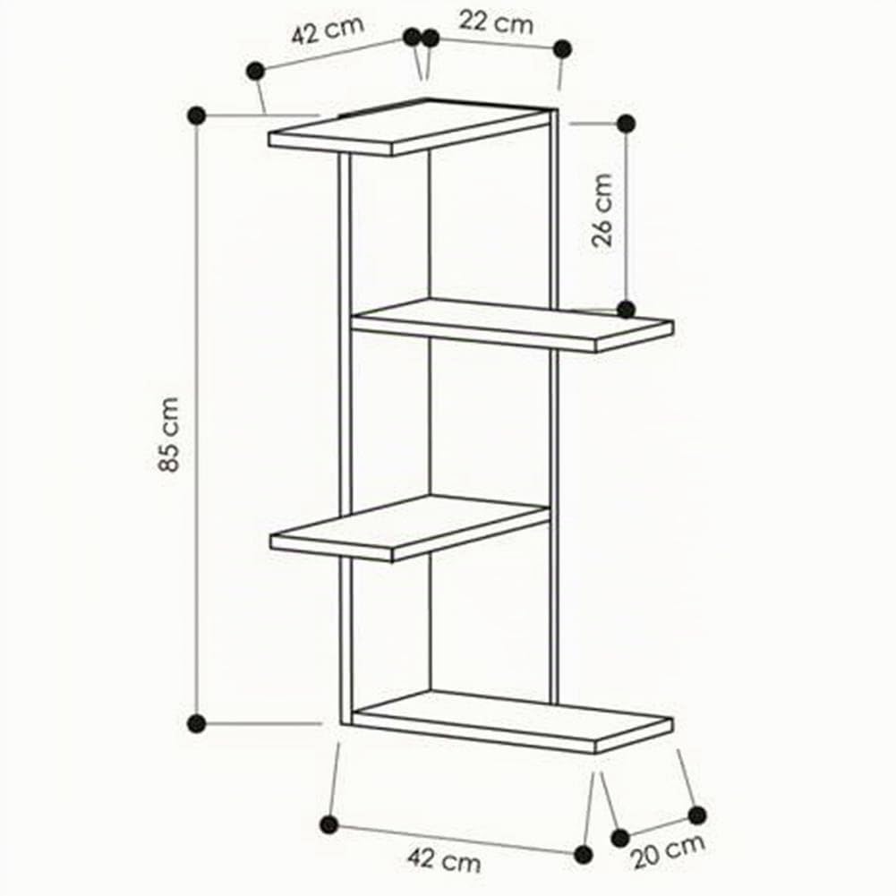 BAKAJI Mensola Scaffale Libreria da Parete Angolare Design Moderno con 4 Mensole Ripiani Angolo Scaffalatura Struttura in Legno MDF Decorazione Muro Arredamento Casa Ufficio 85 x 42 x 42 cm Bianco