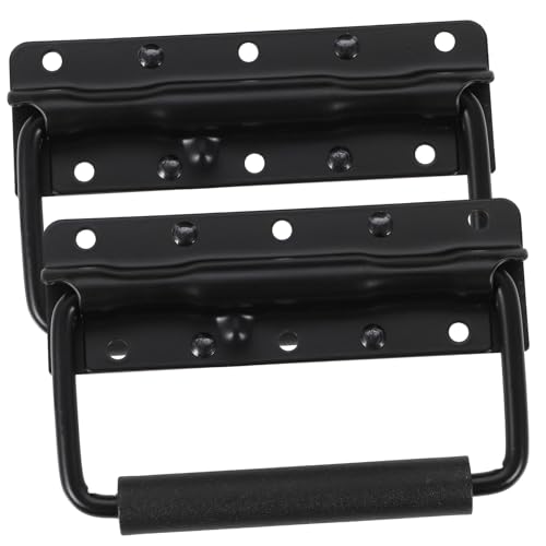 Alipis 2個 工具箱提手 スプリング式属製 折りたたみ式 表面取付け ブラック ツールケースや収納箱 コンテナ用 持ちやすいエルゴノミクスデ