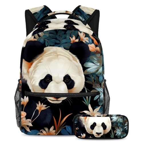 Cartable panda mignon avec trousse ensemble scolaire grand format fille et garçon