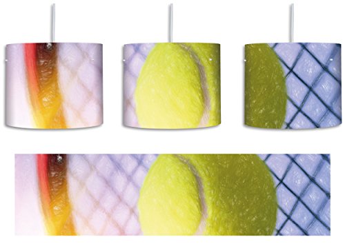 Preisvergleich Produktbild Tennisschläger mit Tennisball Bunstift Effekt inkl. Lampenfassung E27, Lampe mit Motivdruck, tolle Deckenlampe, Hängelampe, Pendelleuchte - Durchmesser 30cm
