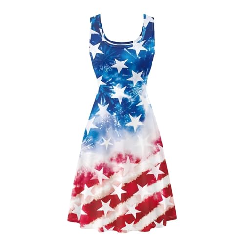 Image of Dreaweet Casual Sleeveless Dresses for Women Girls, Round Neck Tank Dresses with Pockets Summer Sundress Size XS-4XL