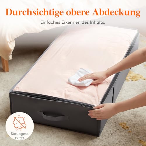 Lifewit Aufbewahrungstasche, Unterbettkommode, Transporttasche, Umzugstaschen, Aufbewahrungsbox mit deckel, Faltbare Kleidung Aufbewahrung für Bettdecken Kleidung, Grau, 4 Stück, 95L