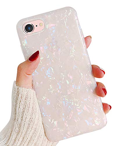 J.west iPhone 8 Case, iPhone 7 Case, iPhone SE 2nd Generation Case Cute Phone Case Girls Women Thinfoil Design Sparkle Translucent Shockproof TPU Soft Silicone Back Cover Case for iPhone 7/8 SE 2020