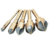 5Pcs Industrial Countersink Drill Bit Set Tri-Flat Shank Quick Change 1/4