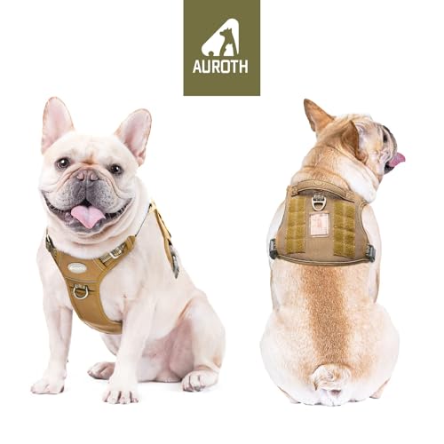 Image of AUROTH Tactical Dog Harness for Small Medium Dogs No Pull Adjustable Pet Harness Reflective K9 Working Training Easy Control Pet Vest Military Service Dog Harnesses Army Yellow S