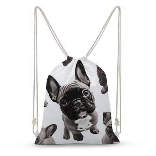 TOXOCMDKLE Zaino con coulisse Bulldog francese, borsa pieghevole per sport, palestra, shopping, yoga, Bulldog francese., 35x50cm