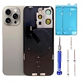 ZVB 15 Pro Back Glass Replacement Kit with Plate & Flex Cable and All Parts, Natural Titanium, 6.1 Inch for iPhone 15Pro Back Cover Glass, with Repair Tools (Natural Titanium)