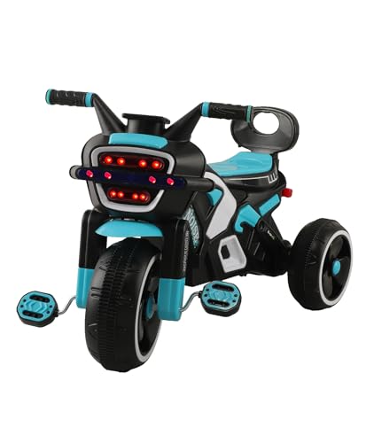 Image of SRECAP Kids Pedal Tricycle with Push Handle | Toddler Trike with Headlight, Music, EVA Wheels & Curved Seat with Backrest | 15 Months-3 Years (Green)