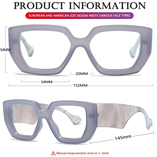 Image of AIEYEZO Thick Frame Blue Light Glasses Men Women, Fashion Square Computer Eyeglass Anti Eyestrain & Prevent Headache