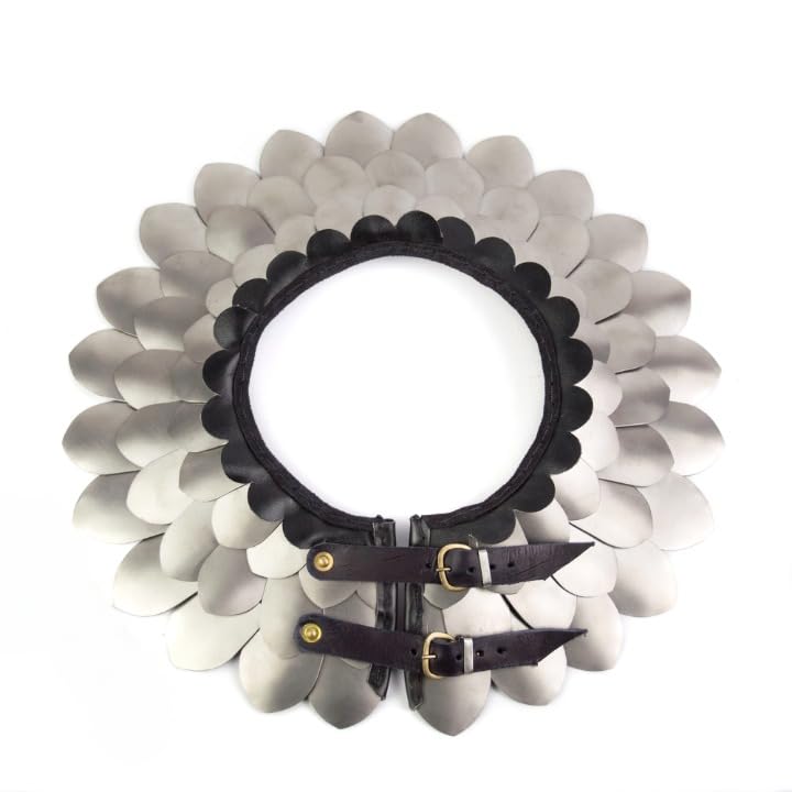 Titanium Scales Neck Guard Armor Medieval Gorget Armor LARP Costume Halloween Cosplay Silver