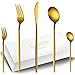COPOTI Set di Posate Oro Opaco 12 Persone, 60 Pezzi Acciaio Inox Oro Coltello Forchetta Cucchiaio Cena Set,Lavabili in Lavastoviglie.