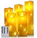 Produktbild LED flammenlose Kerze, mit eingebetteter Lichterkette, 5-teiliger LED-Kerze, Fernbedienung mit 10 Tasten, 24-Stunden-Timer-Funktion, tanzende Flamme, echtes Wachs, batteriebetrieben. (Elfenbeinweiß)