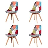 Confortevoli sedie per il tempo libero in tessuto patchSeduta in tessuto patchwork, gambe in legno di faggio.