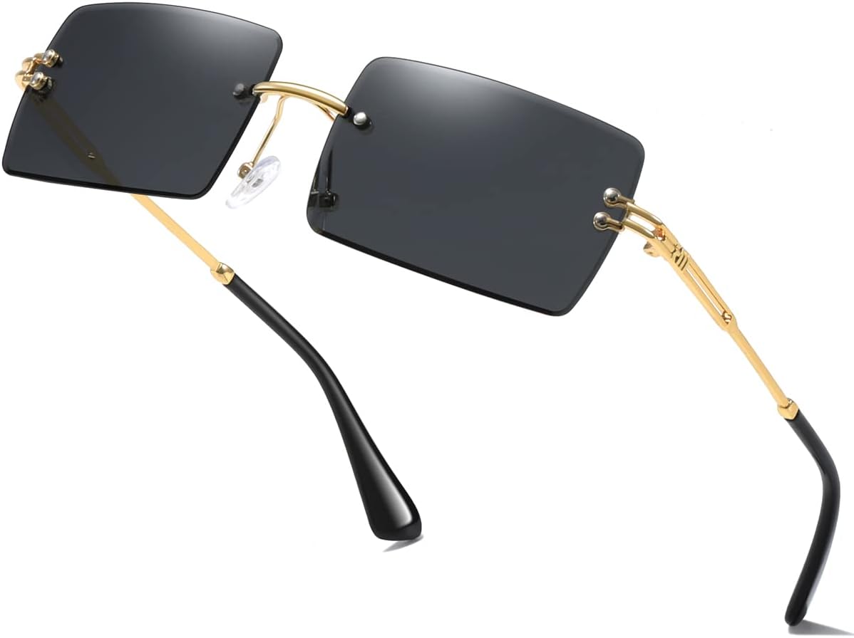 Fashion Rimless Rectangle Sunglasses for Women Men Square Glasses Ultralight UV400 Eyewear Unisex 9031