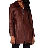 Anne Klein Stand-Collar Leather Jacket-Chocolate-S