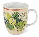 Wild Friends 35 Nici 42945 Porzellantasse Schildkröte Slippy, 9,5 x 10 cm, weiß mit Buntem Druck, Füllvolumen 400 ml (gefüllt bis ca. 1 cm unter den Rand)