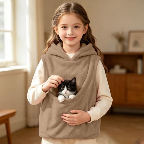 Hoodie With Pet Pouch,Hoodie With Dog Pouch,Pet Carrier Sweatshirt Khaki 140 - image 3
