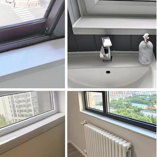 Image of White Window Sill Protector Waterproof Cuttable Windows Replacement Plate for Decor Bay Window Countertop PVC Window Cill Capping Ledge Guard Protectors for Home Hotel Kitchen Bathroom Outdoor(80x15cm
