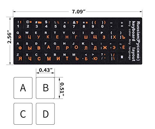 (2Pcs Pack) Russian Keyboard Stickers, Computer Keyboard Stickers Orange Lettering With Black Background For Pc Computer Laptop Notebook Desktop(Russian-Orange) #TOP1