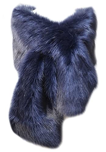 Women Oversized Faux Fur Shawls Long Bolero Fluffy Warm Shoulder Cover Up Shrug Stole Scarf with Slit