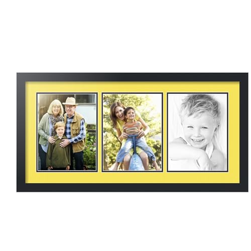 ArtToFrames Collage Photo Frame Double Mat with 3 - 8x10.5 Openings and Satin Black Frame