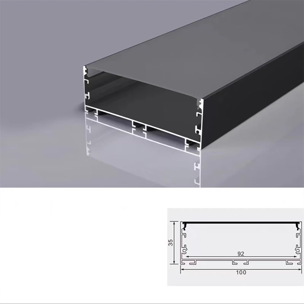6M U Forma LED Profilo Alluminio Canale Nero con Copertura Bianco Latteo 6 m Luce Striscia Diffusore Perfetto per Sistemi di Illuminazione a LED 100x35mm Binario Durevole ed Elegante