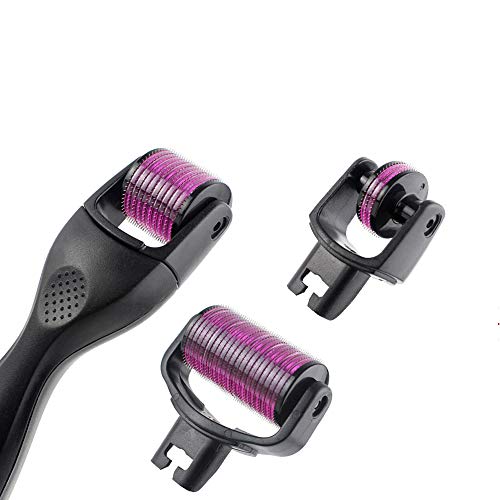 Aufgeld AG3in1 Titanium Microneedle Derma Roller Skin Care for Face Facial Wrinkles Stretch Marks Hair Loss Regrowth Micro Needles Professional Microneedling Needling Kit with Case (3in1 | 1.0mm)