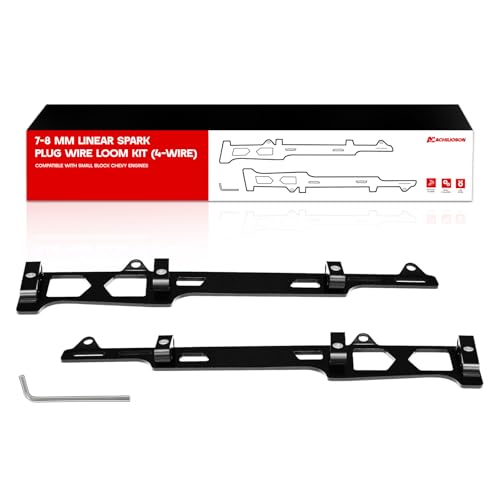 141-638 Linear 2-in-1 Spark Plug Loom – Black, 7-8mm Wires, Compatible with JKU & for Small Block Chevy, Aluminum Alloy Construction