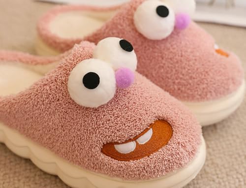 Cartoon Character Plush Slippers Closed Toe Anti Slip Thickened Warm Indoor Outdoor House Shoes for Women2