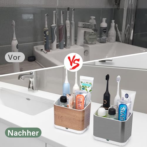 Badezimmer Organizer Zahnbürste, Abnehmbarer Elektrische Zahnbürste Ständer 4 Fächer, Familie Zahnbürstenhalter mit Abtropf, Kompakt Elektrische Zahnbürste Aufbewahrung für Zahnpasta Organizer 6